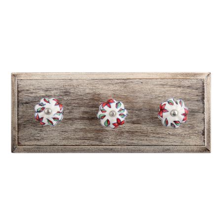 Plumeria Medium Ceramic Wooden Hooks